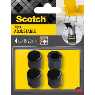 Scotch Pack de 4 Conteras Ajustables - Diametro de 16-20mm - Color Negro