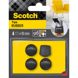 Scotch Pack de 4 Conteras de Goma - Diametro de 18mm - Color Negro