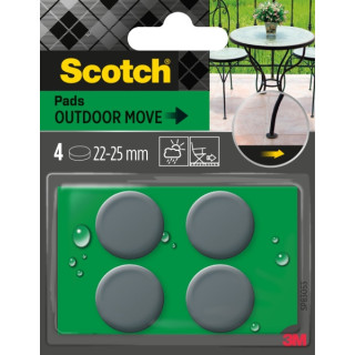 Scotch Pack de 4 Patines Deslizantes Adhesivos - Uso en Exterior - Diametro de 22-25mm - Color Gris