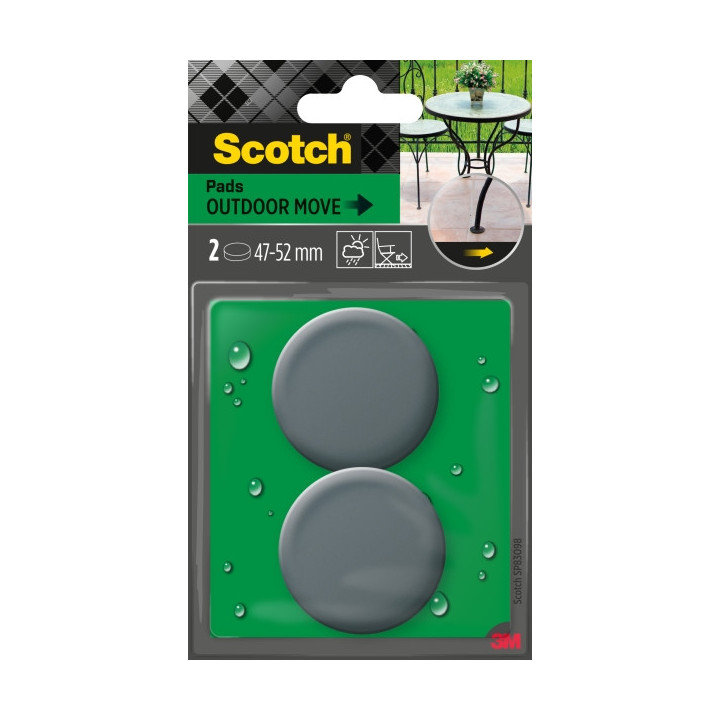 Scotch Pack de 2 Patines Deslizantes Adhesivos - Diametro de 47 a 52mm - Color Gris