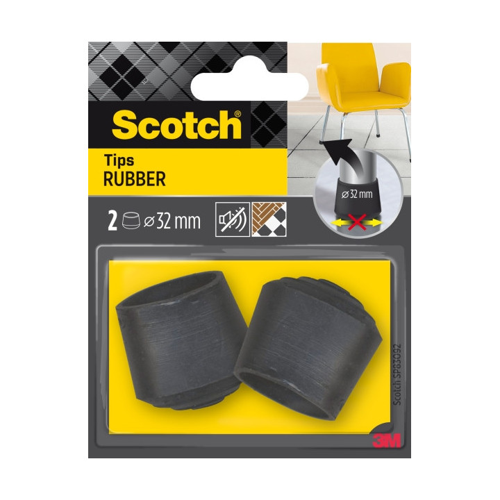 Scotch Pack de 2 Conteras de Goma - Diametro de 32mm - Color Negro