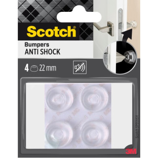 Scotch Pack de 4 Almohadillas Adhesivas Antichoque para Paredes - Diametro de 22mm - Color Transparente
