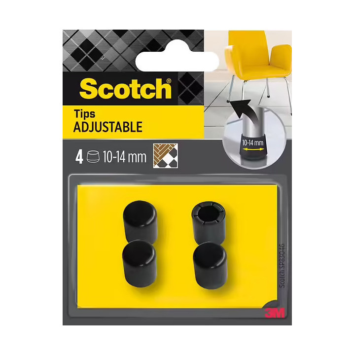 Scotch Pack de 4 Conteras Ajustables - Diametro de 10-14mm - Color Negro