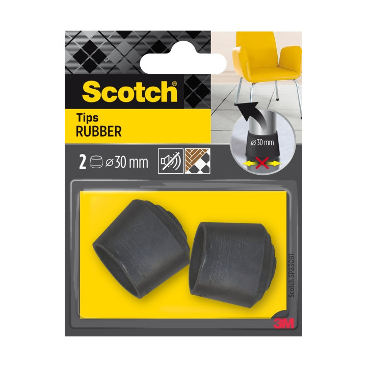Scotch Pack de 2 Conteras de Goma - Diametro de 30mm - Color Negro