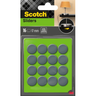 Scotch Move and Protect Pack de 16 Patines Deslizantes Adhesivos - Diametro de 17mm - Color Gris