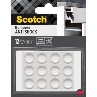 Scotch Pack de 12 Topes Adhesivos para Muebles - Antichoque - Diametro de 13mm - Color Transparente