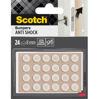 Scotch Topes Adhesivos para Muebles - Antichoque - Diametro de 8mm - Paquete de 24 - Color Blanco