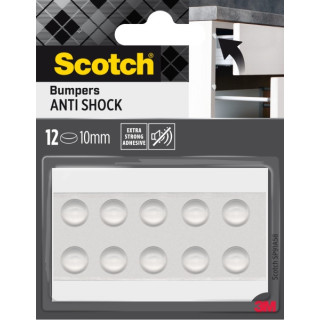 Scotch Topes Adhesivos para Muebles - Antichoque - Diametro de 10mm - Paquete de 12 - Color Transparente