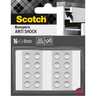 Scotch Topes Adhesivos para Muebles - Antichoque - Diametro de 8mm - Paquete de 16 - Color Transparente