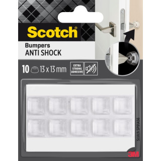 Scotch Pack de 10 Topes Adhesivos para Paredes - Antichoque - 13x13mm - Color Transparente