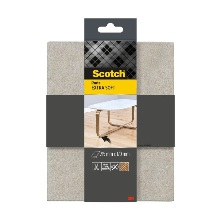 Scotch Almohadilla de Fieltro Adhesiva - Extra Suaves - 215  x 170mm - Color Gris