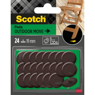 Scotch Pack de 24 Patines Deslizantes con Clavo - Diametro de 19mm - Uso en Exterior - Color Marron