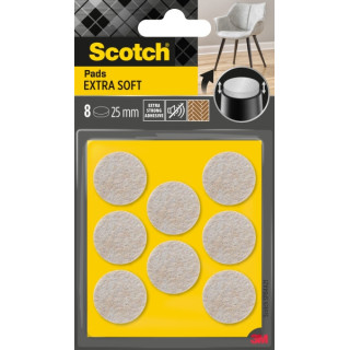 Scotch Pack de 8 Almohadillas de Fieltro Adhesivas - Extra Suaves - Diametro de 25mm - Color Beige