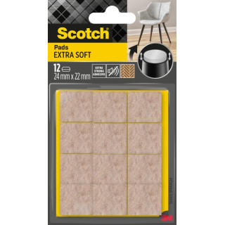 Scotch Pack de 12 Almohadillas de Fieltro Adhesivas - Extra Suaves - 24  x 22mm - Color Beige