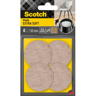 Scotch Pack de 4 Almohadillas de Fieltro Adhesivas - Extra Suaves - Diametro de 50mm - Color Beige