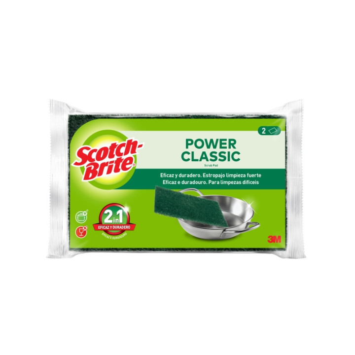 Scotch-Brite Classic Pack de 2 Estropajos de Cocina - Color Verde Oscuro