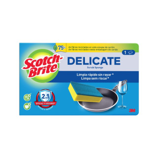 Scotch-Brite Delicate Estropajo de Cocina - No Raya - Color Amarillo