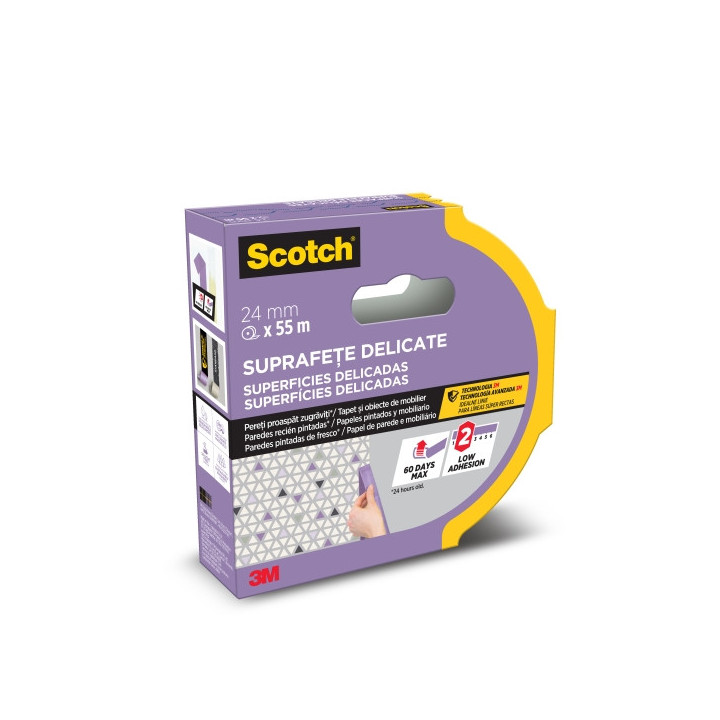 Scotch Cinta de Enmascarar para Superficies Delicadas - 24mm x 55m - 100% PEFC - Color Morado