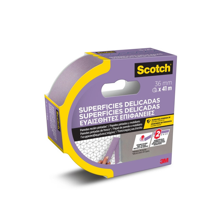 Scotch Cinta de Enmascarar para Superficies Delicadas - 36mm x 41m - 100% PEFC - Color Morado