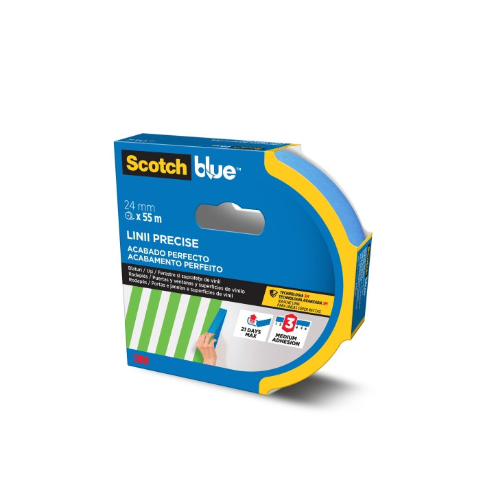 Scotchblue Cinta de Enmascarar para Lineas Precisas - 24mm x 55m - 100% PEFC - Color Azul
