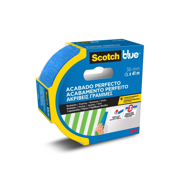Scotchblue Cinta de Enmascarar para Superficies Delicadas - 36mm x 41m - 100% PEFC - Color Azul