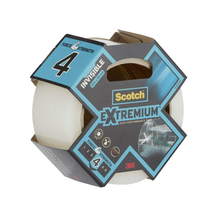 Scotch Extremium Invisible Cinta Adhesiva - 48mm x 20m - Altas Prestaciones - Color Transparente