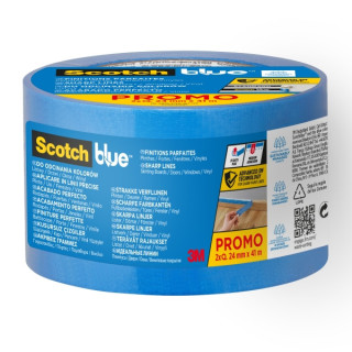 Scotchblue Pack de 2 Cintas de Enmascarar para Lineas Precisas - 24mm x 41m - 100% PEFC - Color Azul