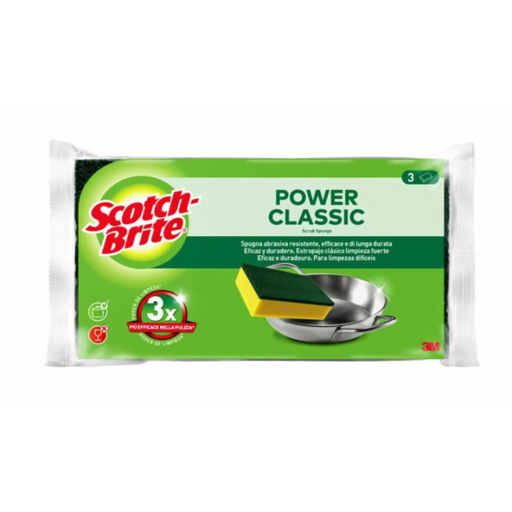 Scotch-Brite Basic Pack de 3 Estropajos Laminado con Esponja - Color Verde