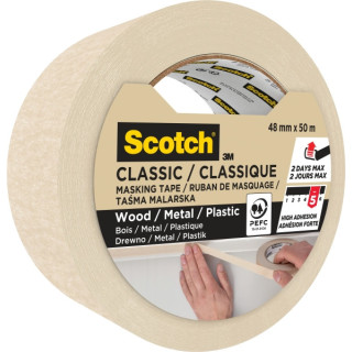 Scotch Classic Cinta de Enmascarar - 48mm x 50m - 70% PEFC - Color Blanco
