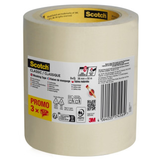 Scotch Classic Cinta de Enmascarar - 36mm x 50m - 70% PEFC - Color Blanco