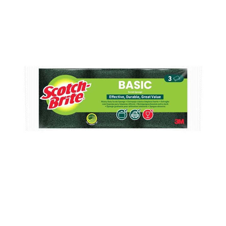 Scotch-Brite Pack de 3 Estropajos de Fibra Verde - Color Verde Oscuro