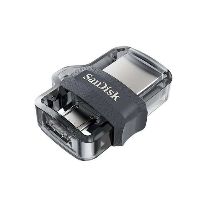 Sandisk Ultra Dual Drive m3.0 Memoria USB 3.0 y Micro USB 256GB - Hasta 150MB/s de Lectura - Color Transparente/Negro (Pendrive