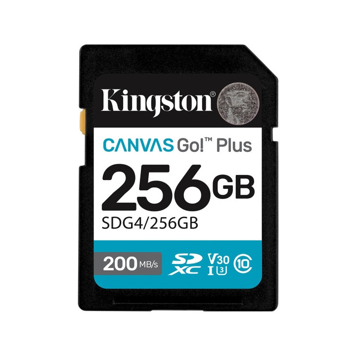Kingston Tarjeta SDXC 256GB UHS-I U3 V30 Clase 10 200MB/s Canvas Go Plus