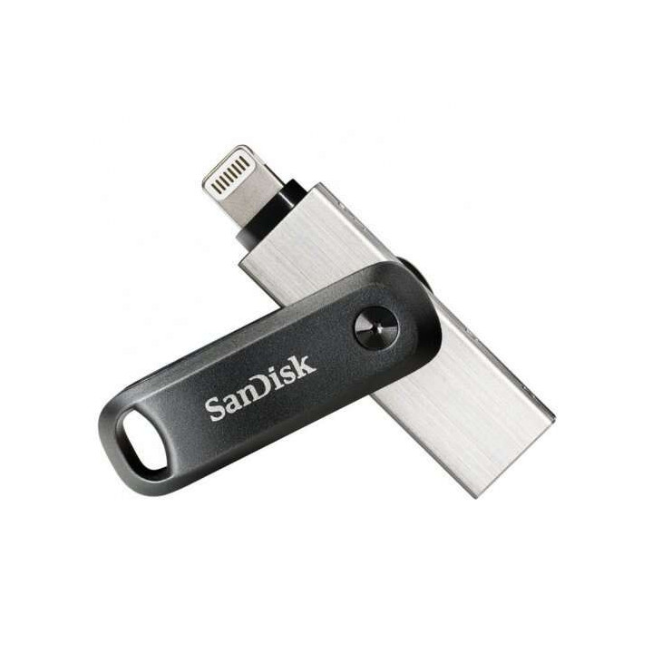Sandisk IXpand Go Memoria USB 3.0 y Lightning 64GB - Diseño Metalico/Plastico - Color Acero/Negro (Pendrive)