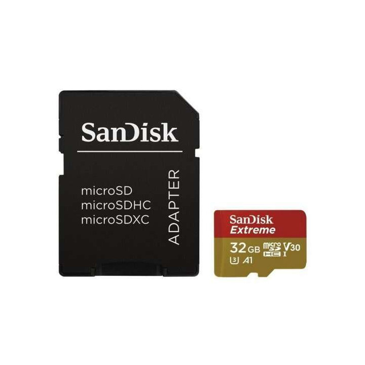 Sandisk Extreme Tarjeta Micro SDHC 32GB UHS-I U3 A1 Clase 10 90MB/s + Adaptador SD