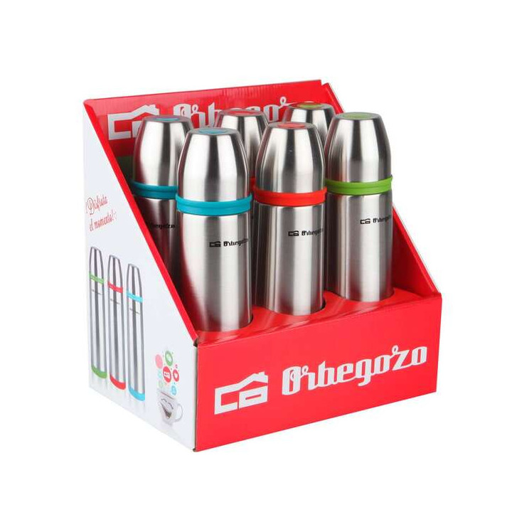 Orbegozo Set Termos Identificador de Bebidas - Acero Inoxidable Resistente - Bandas de Colores - Sistema Antiderrame - Conserva