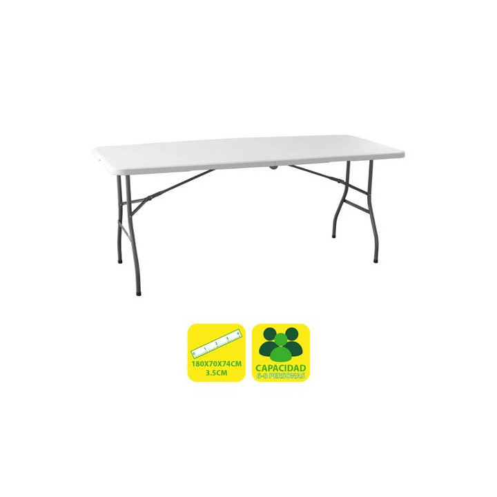 Sungarden Mesa de Resina Plegable 180x70x74cm 3.5cm - Color Blanco
