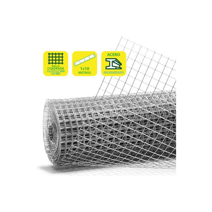 Sungarden Tela Metalica Galvanizada 12.7x12.7x0.9mm 1x10m - Color Gris