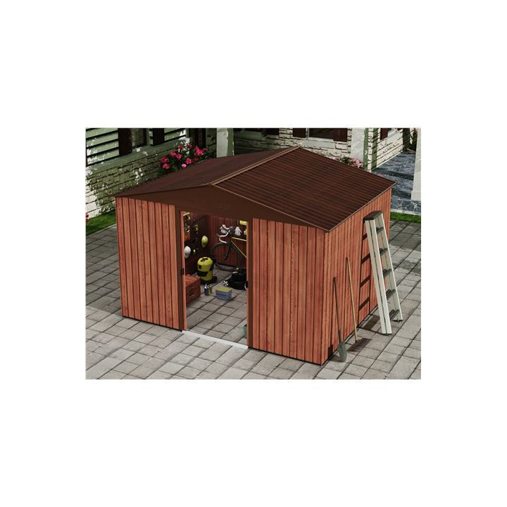 Sungarden Caseta de Metal - Puerta Corredera - 7.4M2 - Color Madera