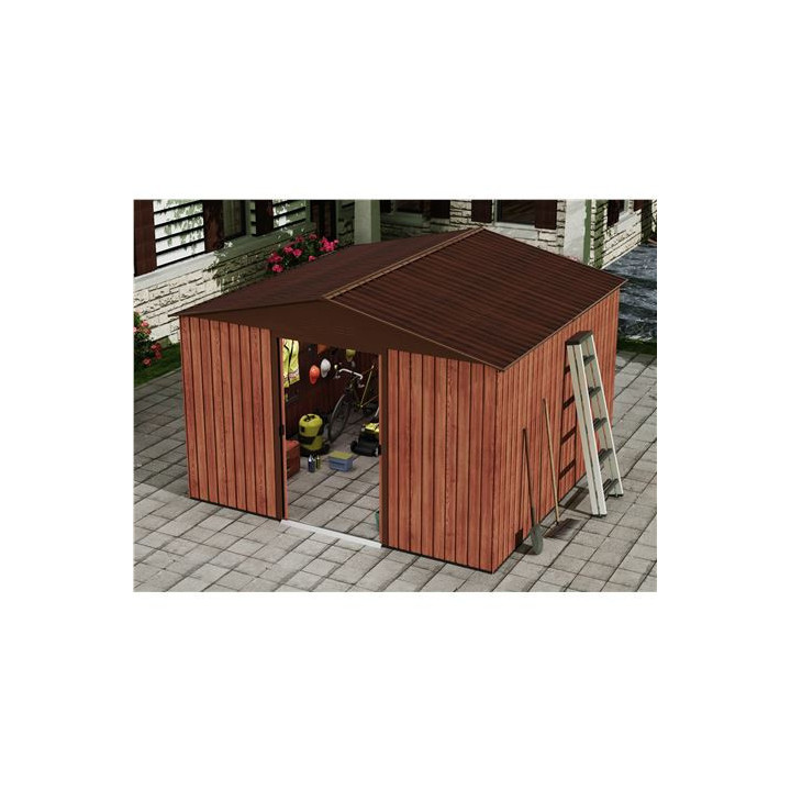 Sungarden Caseta de Metal - Puerta Corredera - 9.14M2 - Color Madera