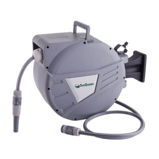Sungarden SG0165 Manguera 20 Metros - Recogedor Automatico con Guia - Funcion de Retraccion Lenta - Soporte Para Instalacion en