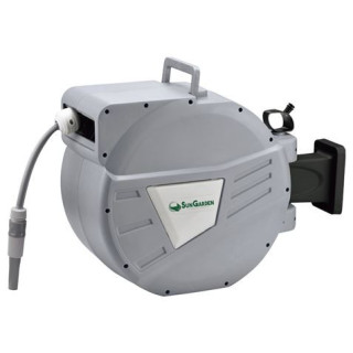 Sungarden SG0166 Manguera 30 Metros - Recogedor Automatico con Guia - Funcion de Retraccion Lenta - Soporte Para Instalacion en