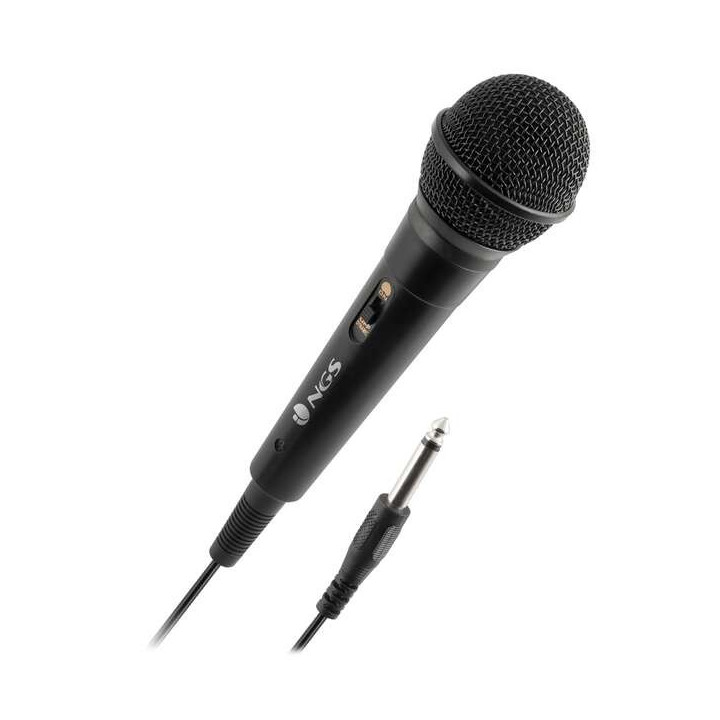 NGS Singer Fire Microfono - Boton On/Off - Jack de 6.3mm - Cable de 3m - Color Negro
