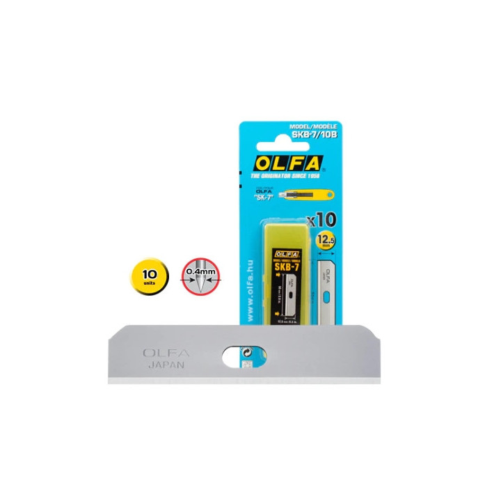 Olfa Pack de 10 Cuchillas de Respuesto para Cutters Olfa SK-7 - Acero Inoxidable