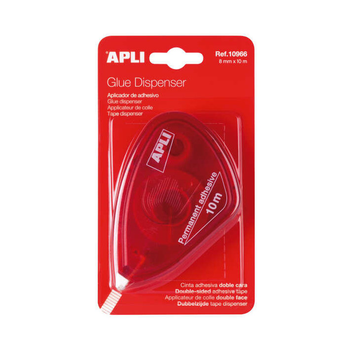 Apli Aplicador Adhesivo Doble Cara 8mm x 10m - Facil de Usar - Adhesivo Fuerte - Ideal para Manualidades y Proyectos Escolares