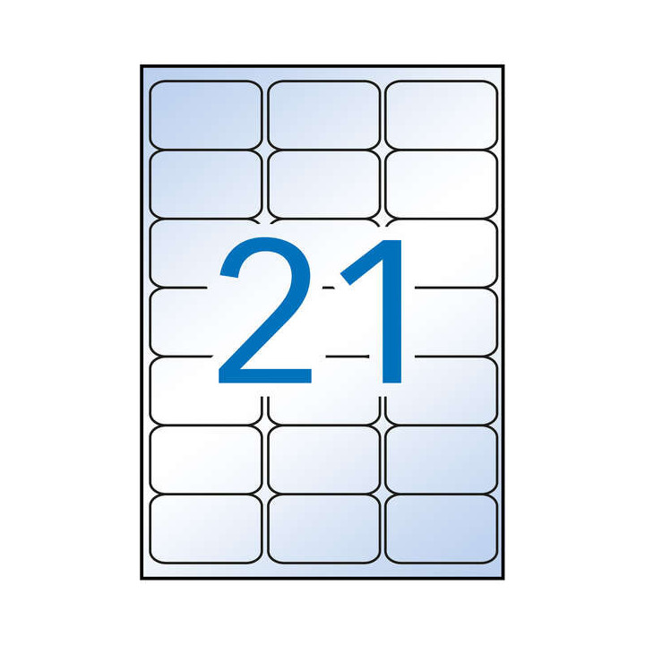 Apli Pack de 210 Etiquetas Transparentes 63.5 x 38.1mm - 10 Hojas por 21 Etiquetas - Adhesivo Permanente - Cantos Romos - Trans