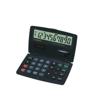 Casio SL-210TE Calculadora de Bolsillo 10 Digitos Tipo Plegable - Pantalla Extra Grande - Alimentacion Solar y Pila - Color Gri
