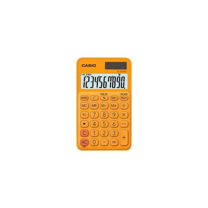 Casio SL-310UC Calculadora de Bolsillo - Calculo de Impuestos - Pantalla LCD de 10 Digitos - Solar y Pilas - Color Naranja