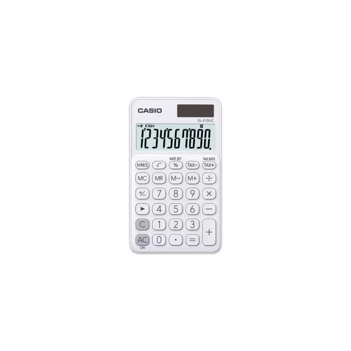 Casio SL-310UC Calculadora de Bolsillo con Pantalla LCD de 10 Digitos - Calculo de Impuestos - Alimentacion Solar y Pilas - Com