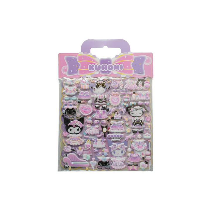 Comansi Pegatinas en Relieve Kuromi 20 x 29 cm - 2 Modelos - Efecto 3D - Estilo Kawaii